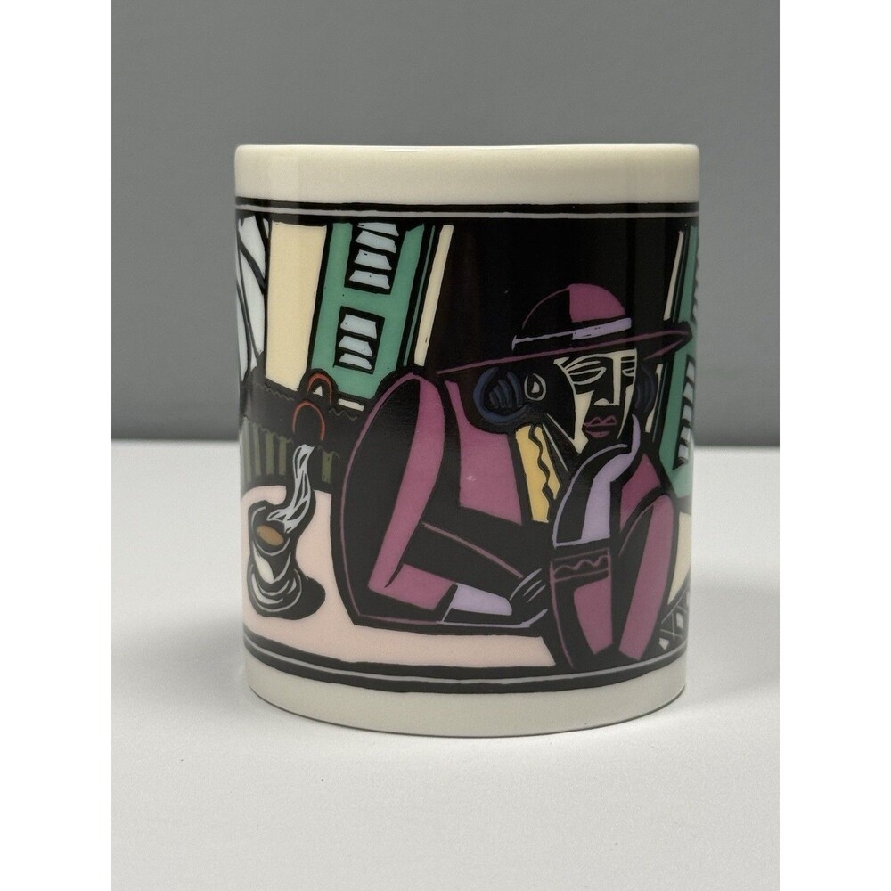 Chaleur Matt Walton 1990s Art Deco Cafe Coffee Mug Postmodern Memphis Style VTG